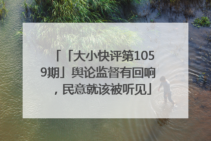 「大小快评第1059期」舆论监督有回响，民意就该被听见