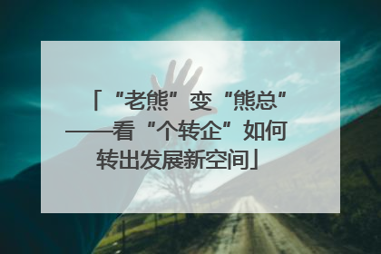 “老熊”变“熊总”——看“个转企”如何转出发展新空间