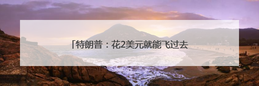 特朗普：花2美元就能飞过去，加州修什么高铁？浪费钱！