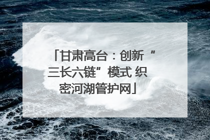 甘肃高台：创新“三长六链”模式 织密河湖管护网