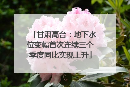 甘肃高台：地下水位变幅首次连续三个季度同比实现上升
