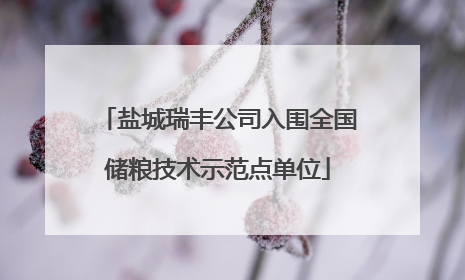 盐城瑞丰公司入围全国储粮技术示范点单位