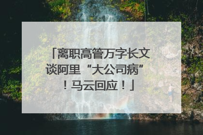 离职高管万字长文谈阿里“大公司病”！马云回应！