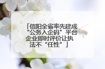 信阳全省率先建成“公务入企码”平台 企业即时评价让执法不“任性”