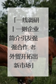 一线调研丨一则企业简介引发强强合作 老外贸开拓出新市场