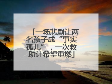 一场悲剧让两名孩子成“事实孤儿”，一次救助让希望重燃