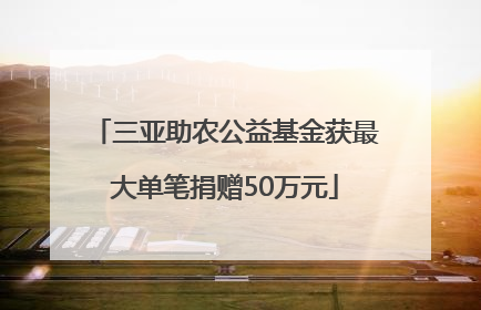 三亚助农公益基金获最大单笔捐赠50万元