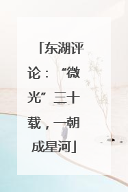东湖评论：“微光”三十载，一朝成星河