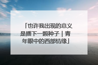 也许我出现的意义是播下一颗种子｜青年眼中的西部情缘