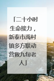 二十小时生命接力，新泰市禹村镇多方联动营救九旬老人