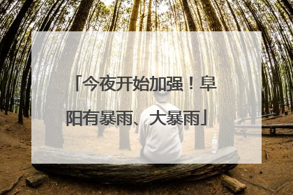 今夜开始加强！阜阳有暴雨、大暴雨