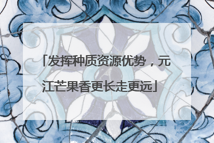 发挥种质资源优势，元江芒果香更长走更远