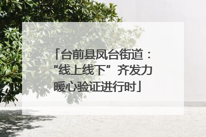 台前县凤台街道：“线上线下”齐发力 暖心验证进行时