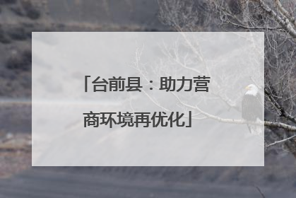 台前县：助力营商环境再优化
