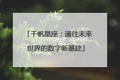 千帆星座：通往未来世界的数字新基建