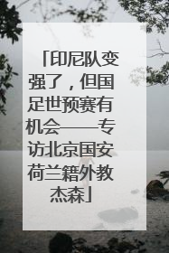 印尼队变强了，但国足世预赛有机会——专访北京国安荷兰籍外教杰森