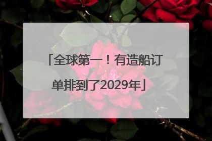 全球第一！有造船订单排到了2029年