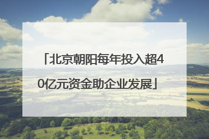 北京朝阳每年投入超40亿元资金助企业发展