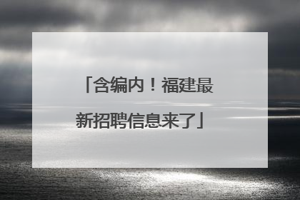 含编内！福建最新招聘信息来了