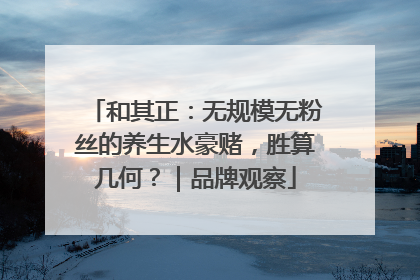 和其正：无规模无粉丝的养生水豪赌，胜算几何？｜品牌观察