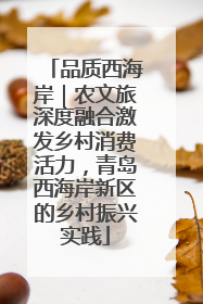 品质西海岸｜农文旅深度融合激发乡村消费活力，青岛西海岸新区的乡村振兴实践
