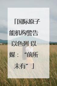 国际原子能机构警告以色列 以媒：“前所未有”