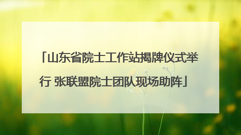 山东省院士工作站揭牌仪式举行 张联盟院士团队现场助阵