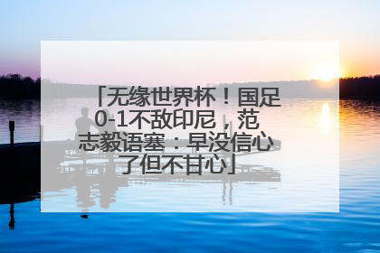 无缘世界杯！国足0-1不敌印尼，范志毅语塞：早没信心了但不甘心