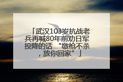 武汉103岁抗战老兵再喊80年前劝日军投降的话 “缴枪不杀，放你回家”