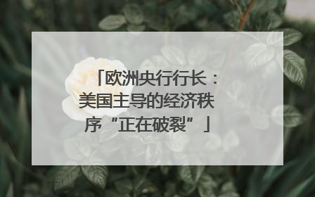欧洲央行行长：美国主导的经济秩序“正在破裂”