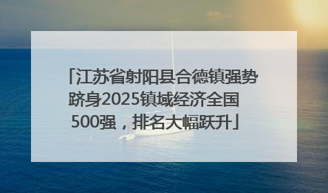 江苏省射阳县合德镇强势跻身2025镇域经济全国500强，排名大幅跃升