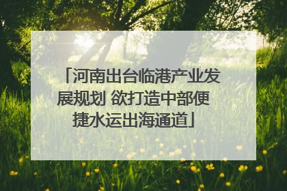河南出台临港产业发展规划 欲打造中部便捷水运出海通道