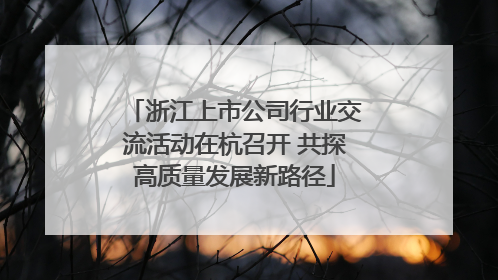 浙江上市公司行业交流活动在杭召开 共探高质量发展新路径