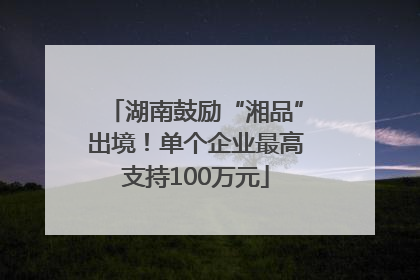 湖南鼓励“湘品”出境！单个企业最高支持100万元