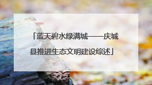 蓝天碧水绿满城——庆城县推进生态文明建设综述