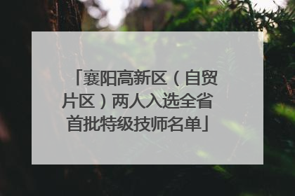 襄阳高新区（自贸片区）两人入选全省首批特级技师名单
