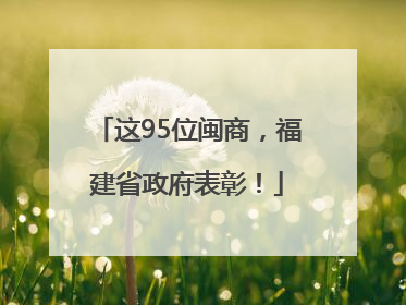 这95位闽商，福建省政府表彰！