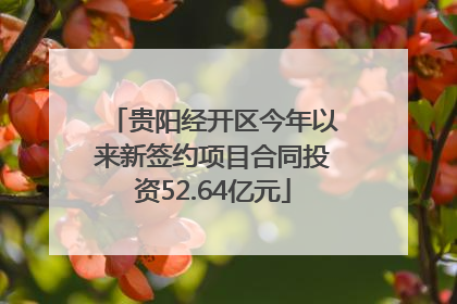 贵阳经开区今年以来新签约项目合同投资52.64亿元