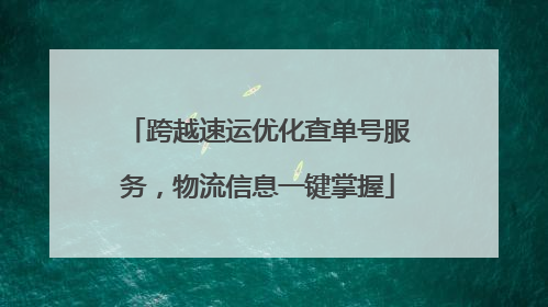 跨越速运优化查单号服务，物流信息一键掌握