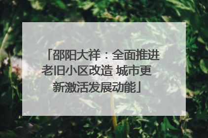 邵阳大祥：全面推进老旧小区改造 城市更新激活发展动能