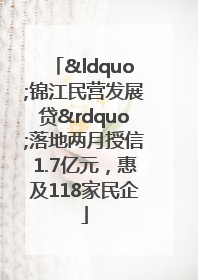 “锦江民营发展贷”落地两月授信1.7亿元，惠及118家民企