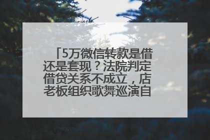 5万微信转款是借还是套现？法院判定借贷关系不成立，店老板组织歌舞巡演自我“恢复名誉”