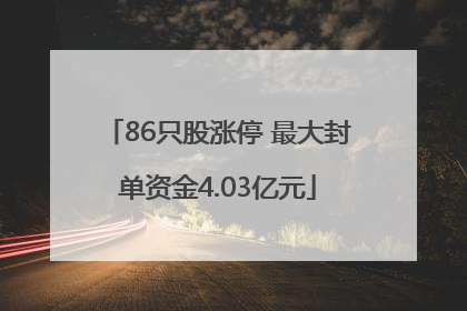 86只股涨停 最大封单资金4.03亿元